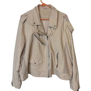 Blank NYC Tan Moto Jacket Mesh Inset Panels Womens sz 2X biker grunge beige